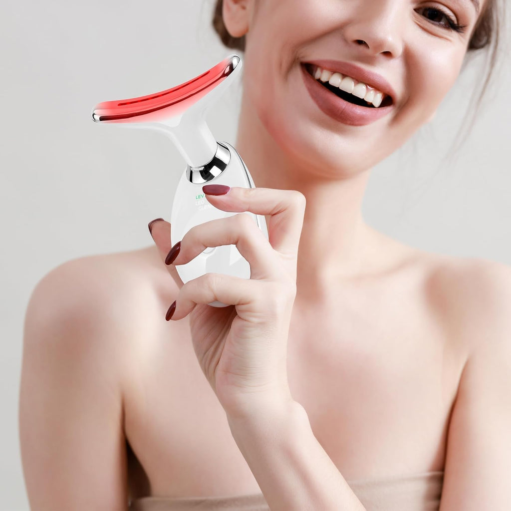 Facial Massager Face and Neck, Face 𝖲 Culpting Wand Tool with 7 Color - Birthday, Christmas, Mothers Day, Valentines Day Gifts for Her Women Mom Best Friend Wife Teacher (White)