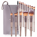 Luxurious 15-Piece Champagne Gold Makeup Brush Set with Stylish Bag - Complete Foundation, Blending, Powder, Blush, Concealer, and Eye Brushes
