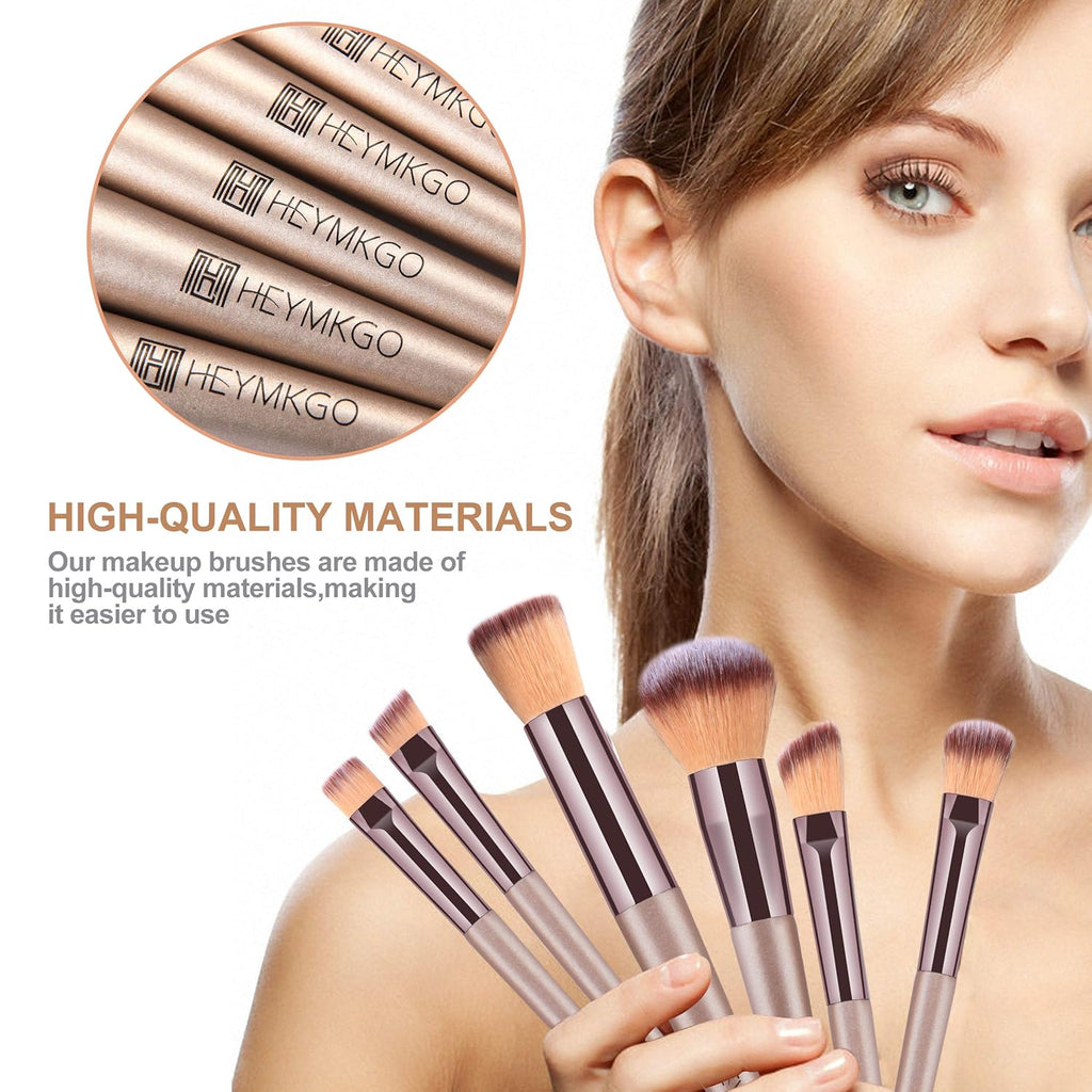Luxurious 15-Piece Champagne Gold Makeup Brush Set with Stylish Bag - Complete Foundation, Blending, Powder, Blush, Concealer, and Eye Brushes